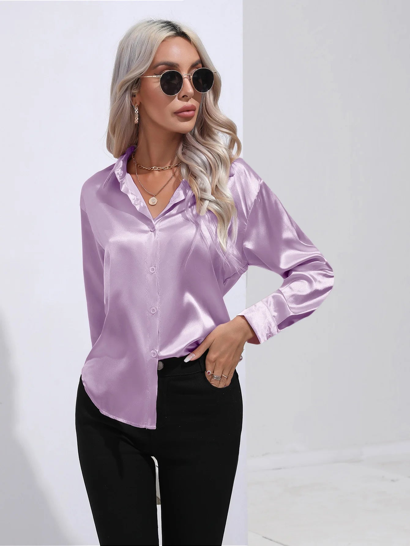 Opulent Satin Long Sleeve Shirt