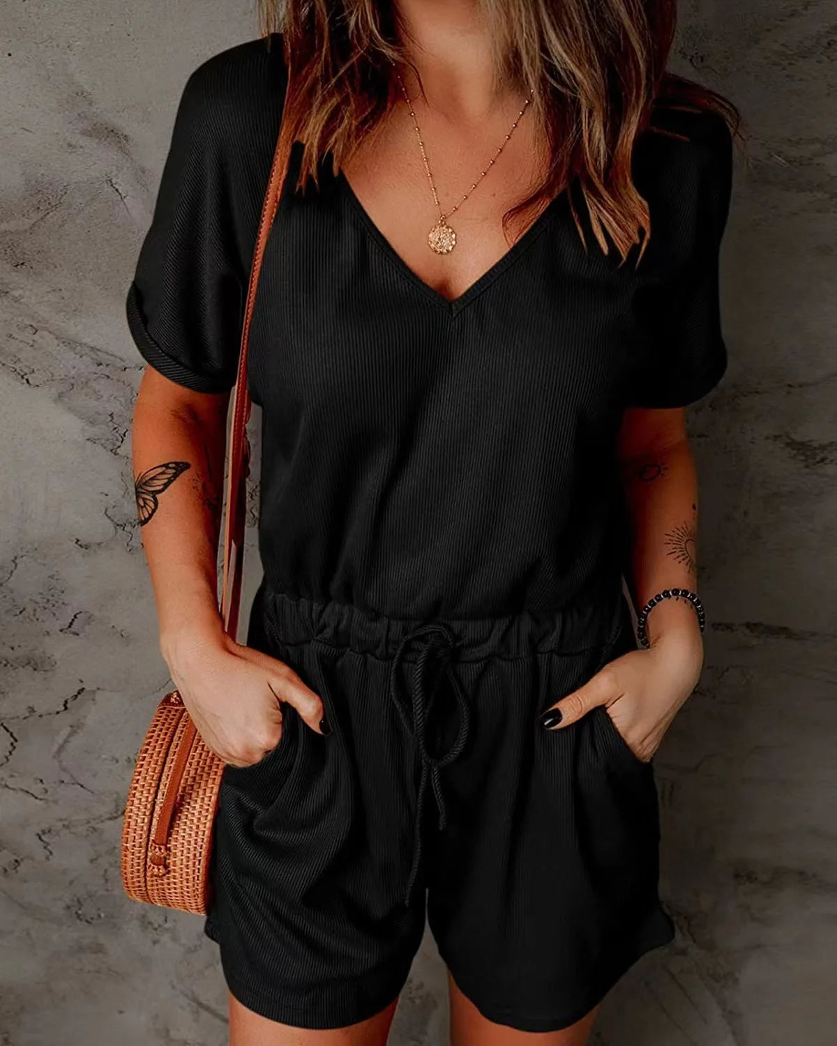 Sunlit V-Neck Playsuit