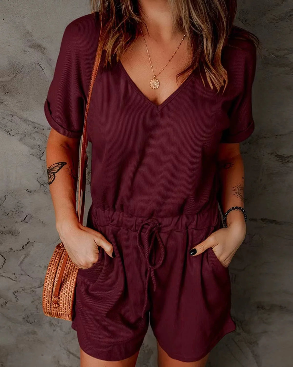 Sunlit V-Neck Playsuit