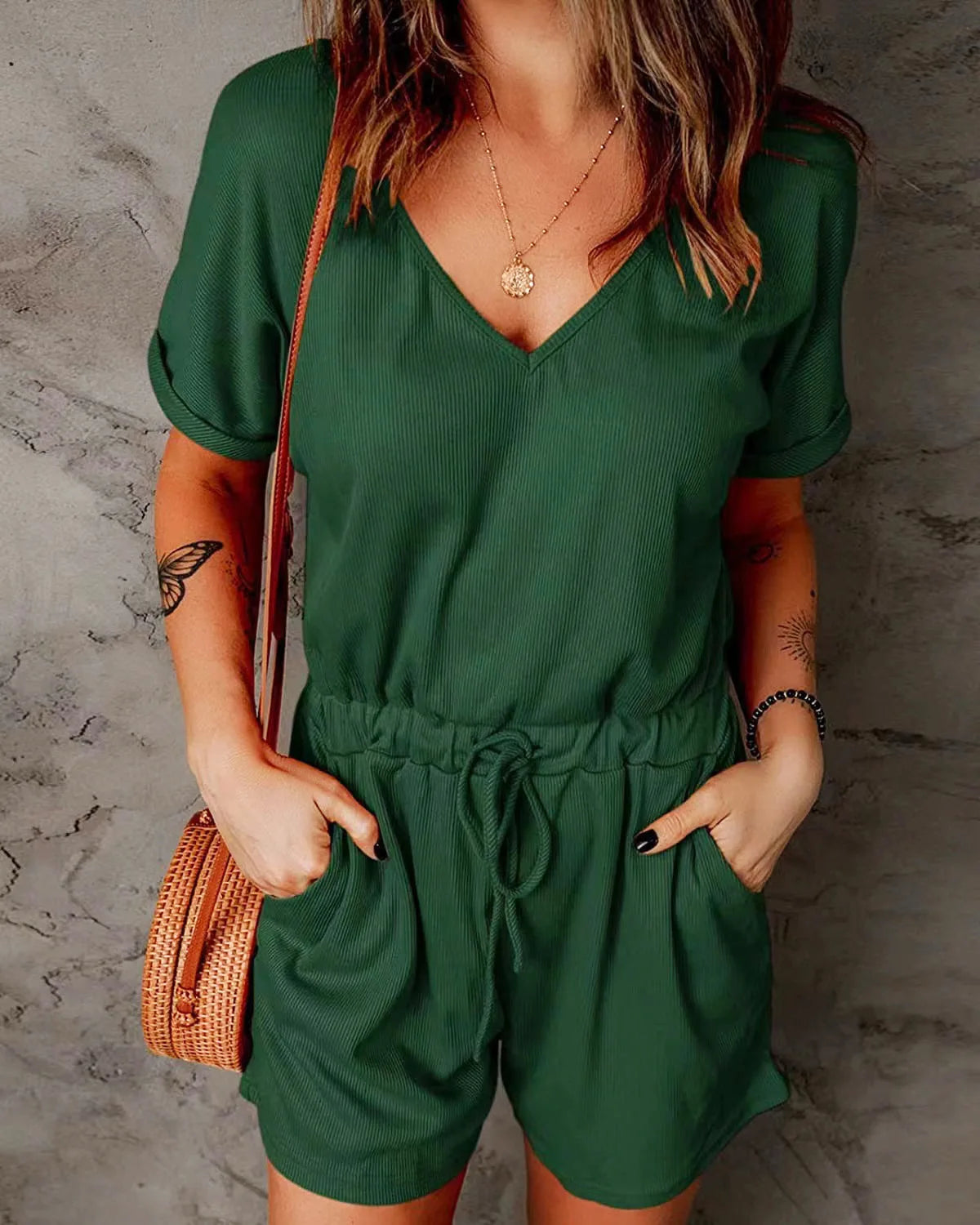 Sunlit V-Neck Playsuit