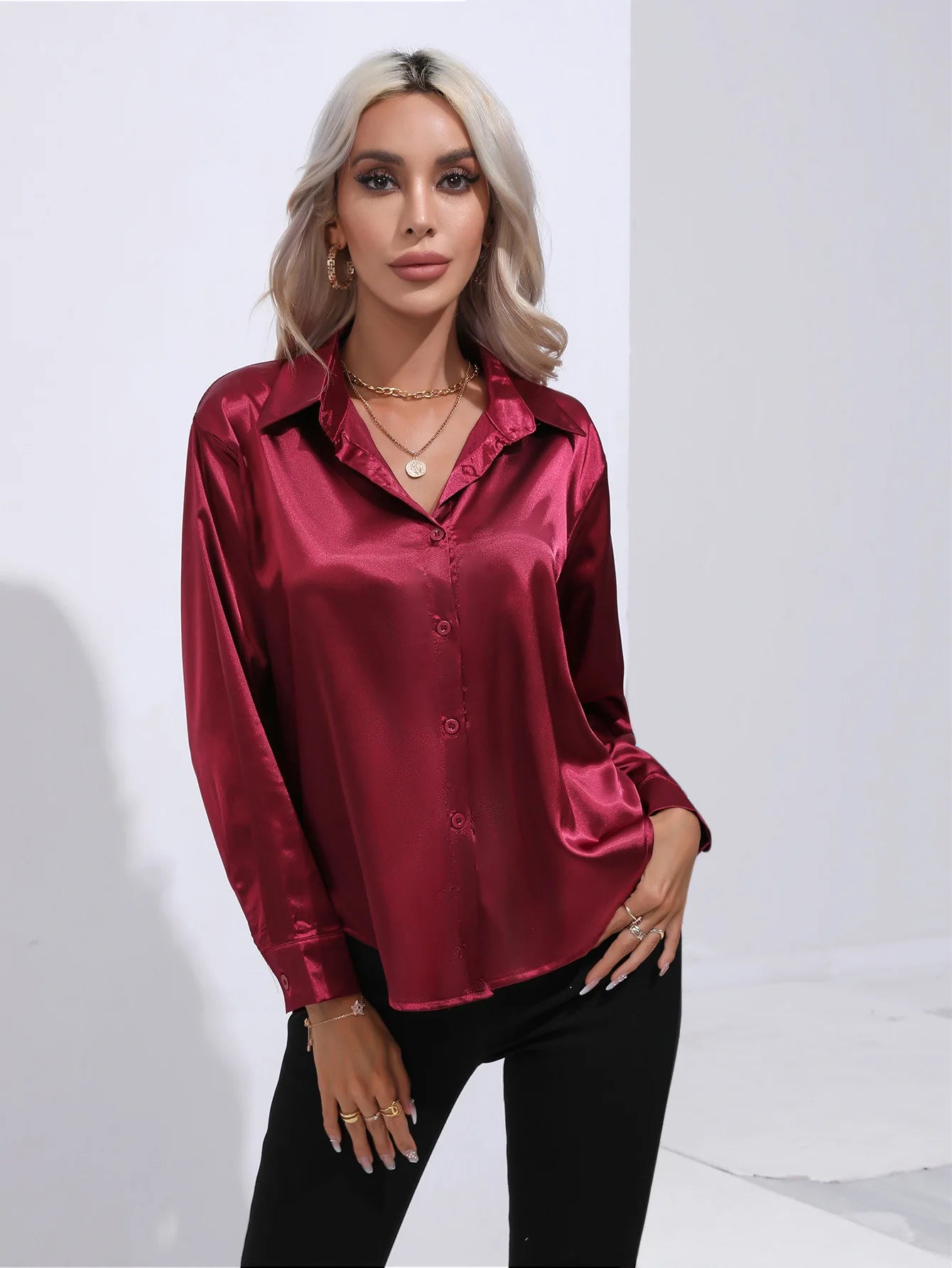 Opulent Satin Long Sleeve Shirt