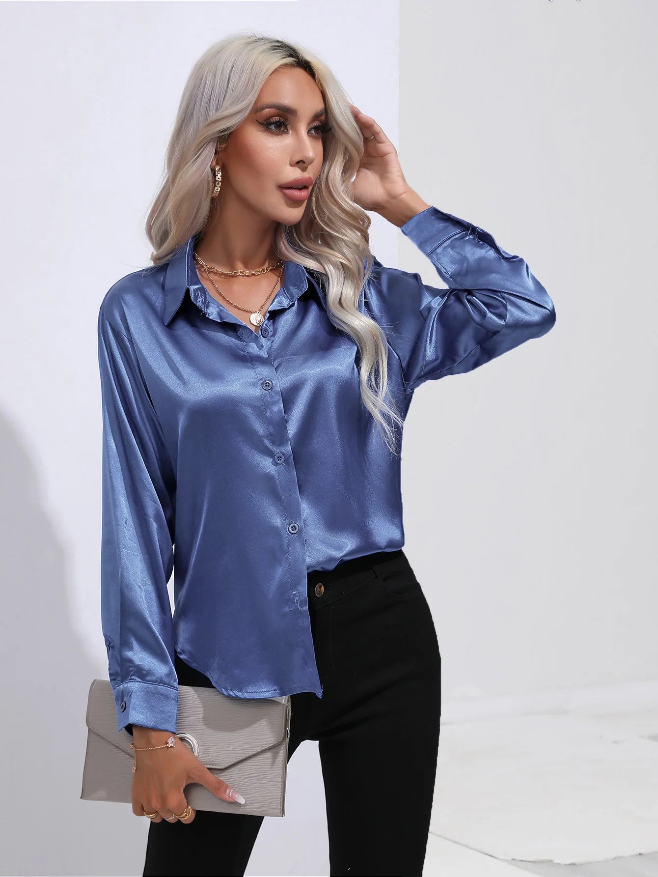 Opulent Satin Long Sleeve Shirt