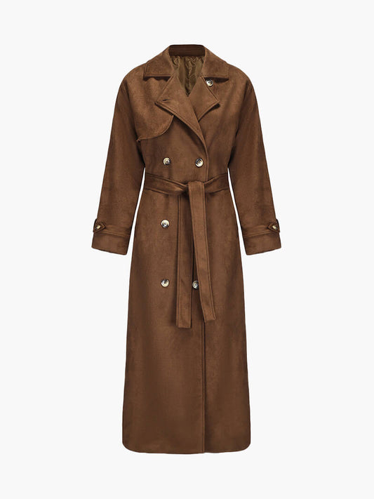 Holly faux-suede trench coat