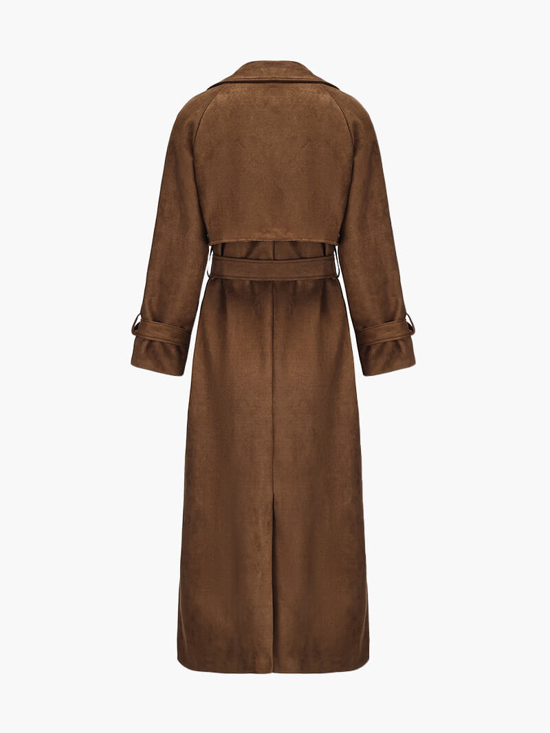 Holly faux-suede trench coat