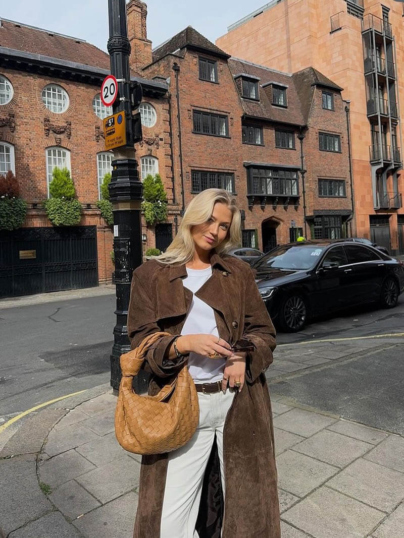 Holly faux-suede trench coat