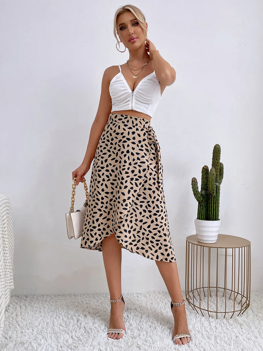 High Waist Boho Casual Print Skirt