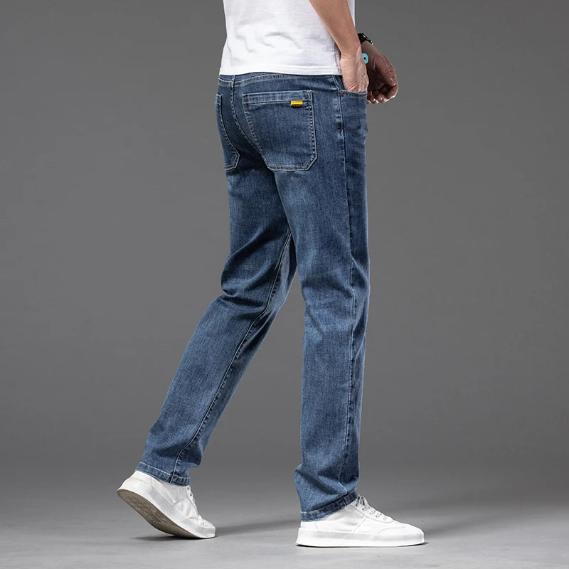 Elastic Waist Straight Fit Jeans