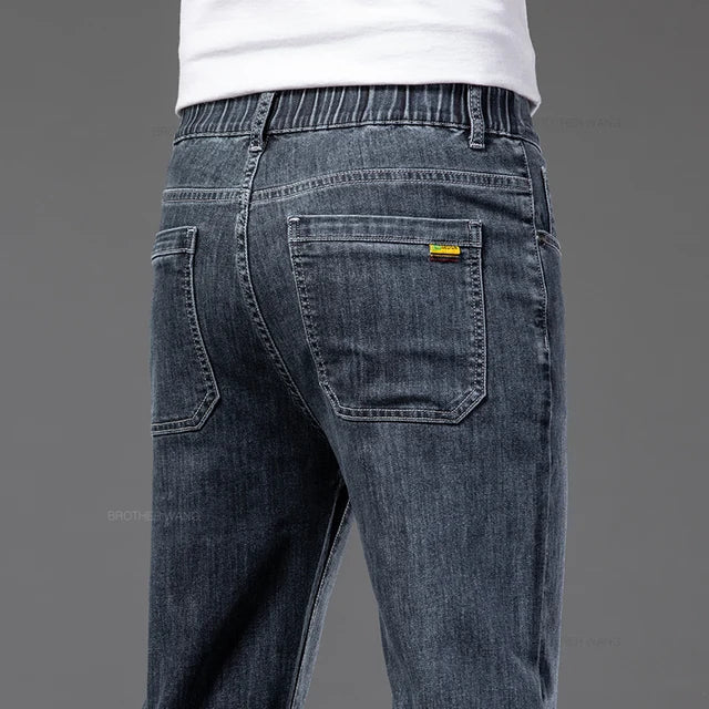 Elastic Waist Straight Fit Jeans